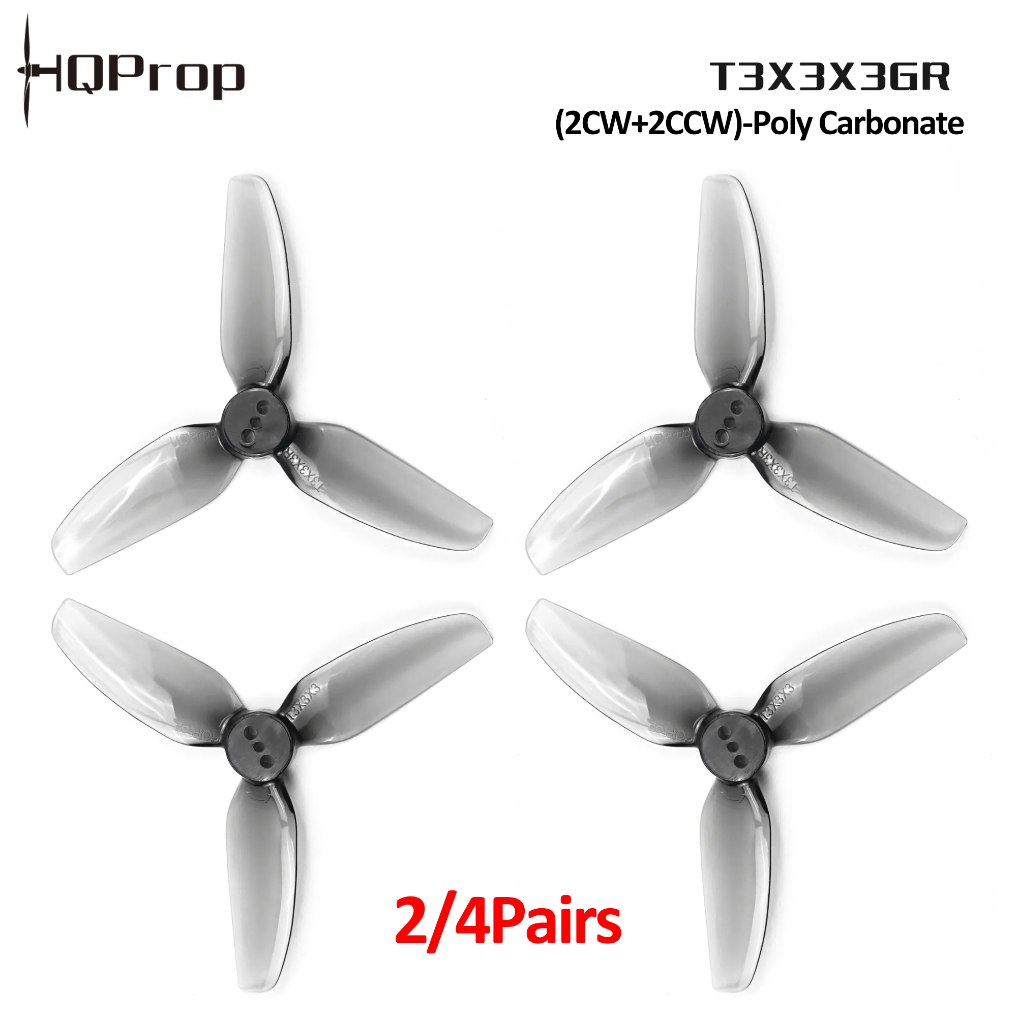 Drone Racing Motor - 2/4 coppie di eliche HQProp T3X3X3GR,